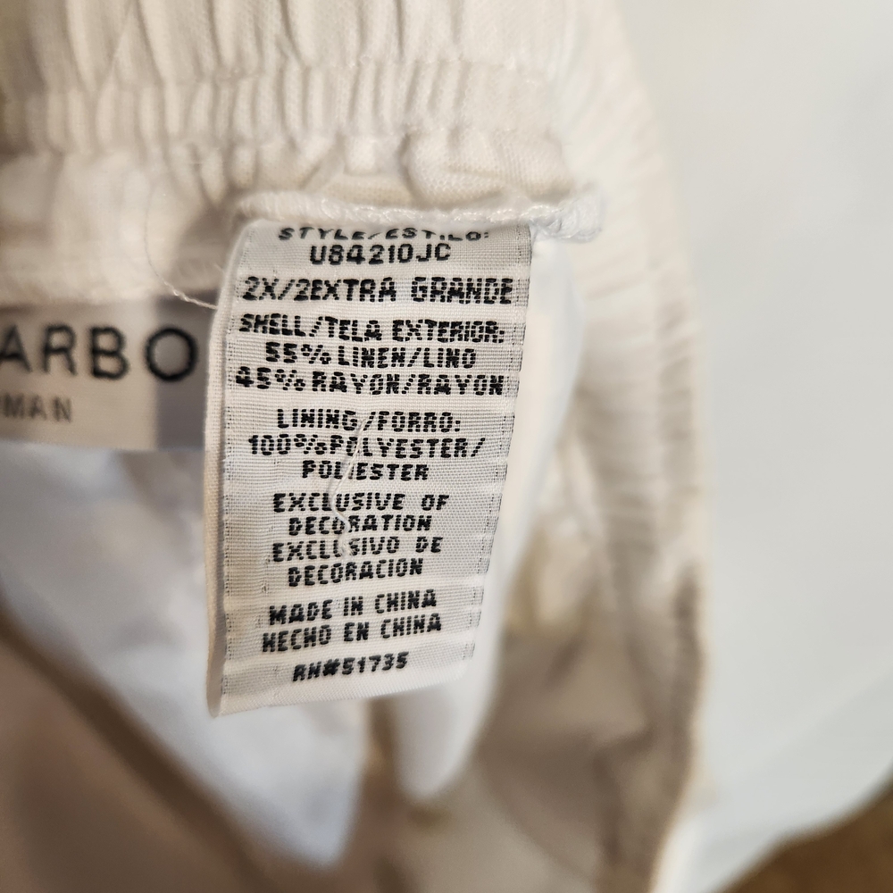 Sag Harbor White Capri Pants With Beaded Hem Detail. Lined. Linen. Plus Size 2X - Picture 8 of 11